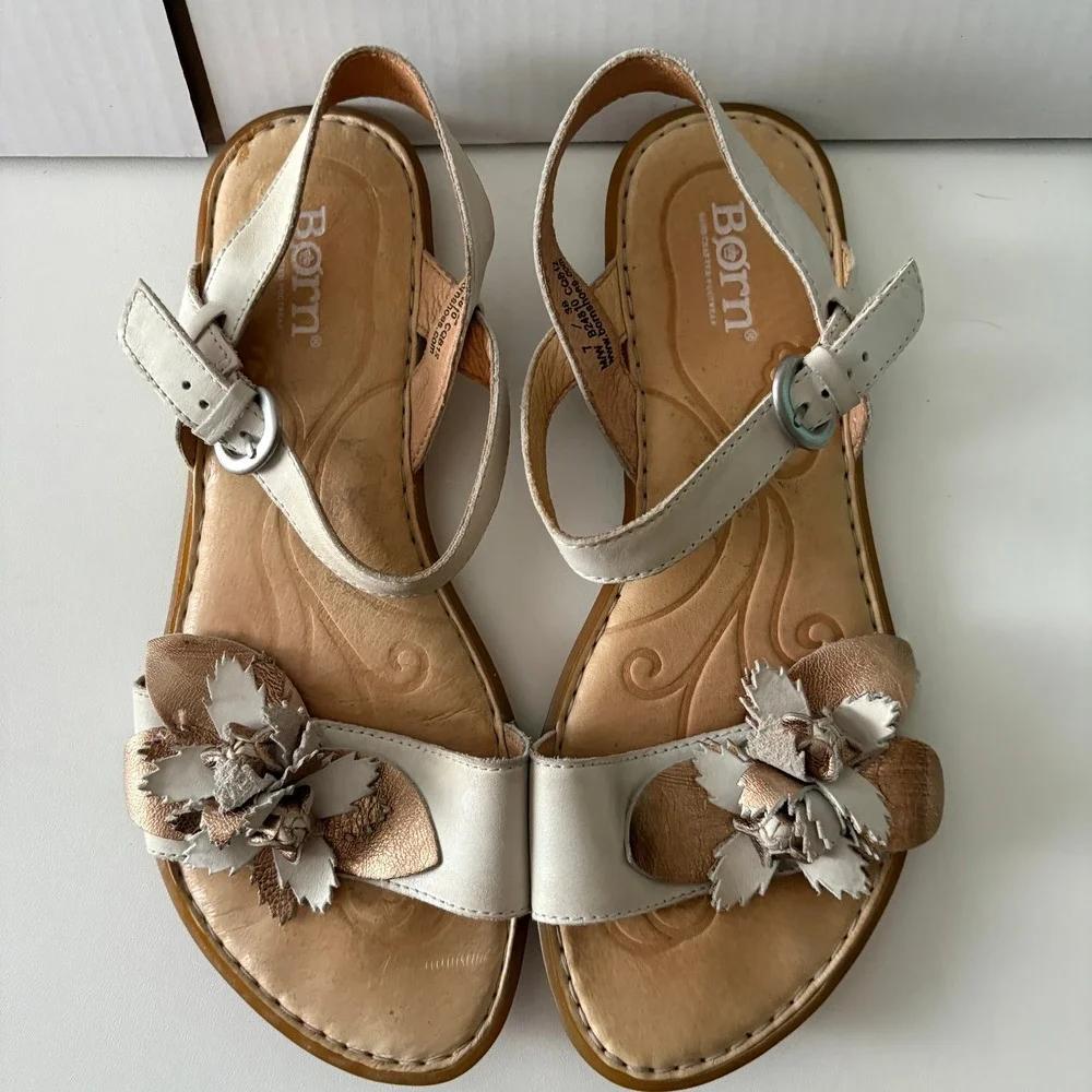 Born Gold and beige sandals
